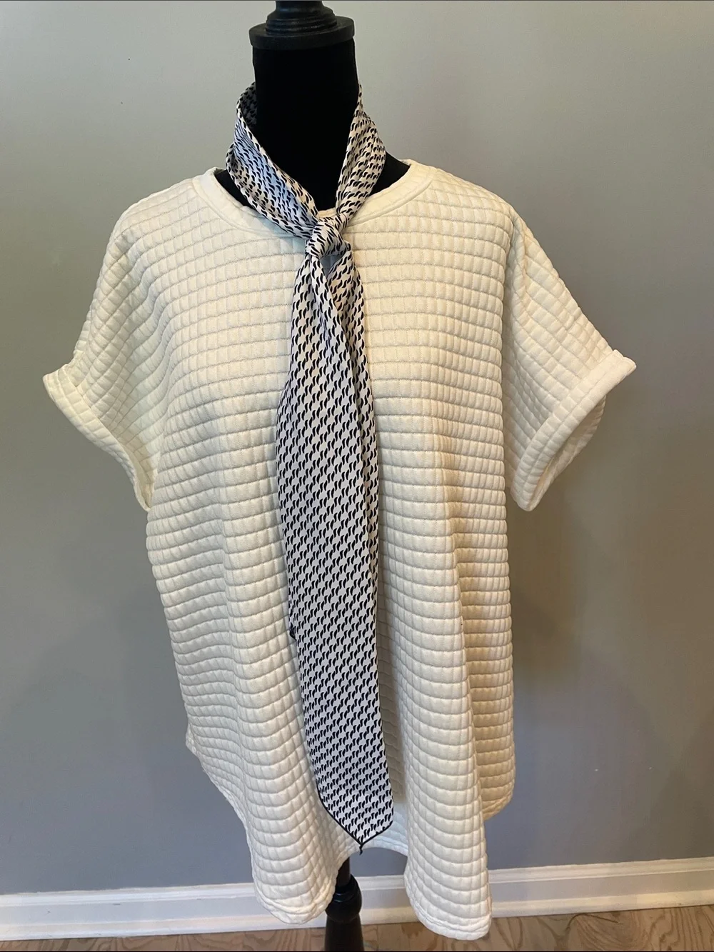 Blue and white womens neck tie - scarf